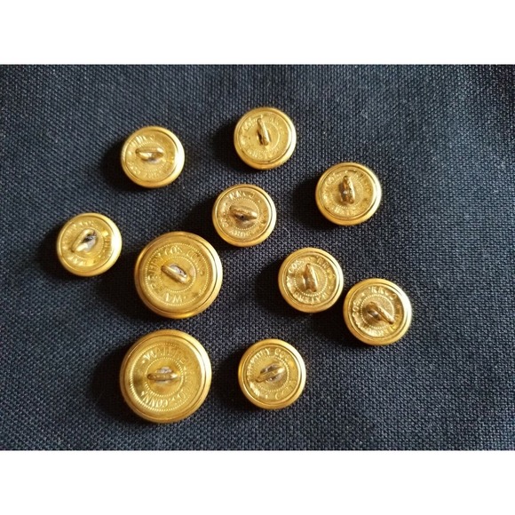 Vtg Brooks Brothers Gold 10 complete Set 20mm 15mm Blazer Replacement Buttons . - Picture 6 of 6